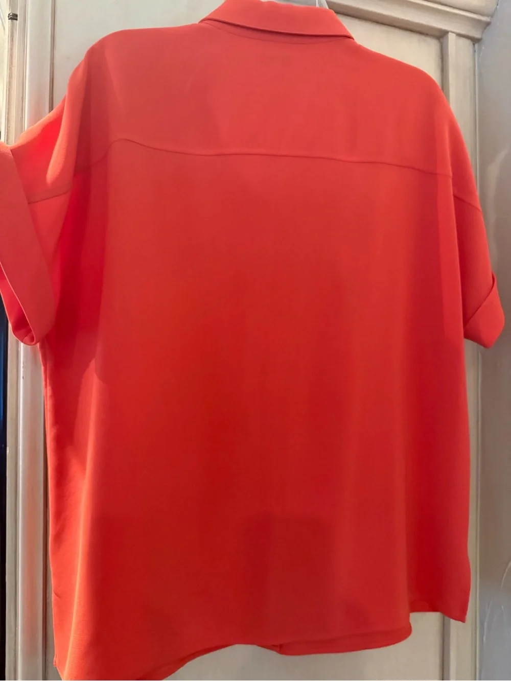 Lafayette 148 New York Bright Coral Button-Down Shirt - Picture 3 of 8